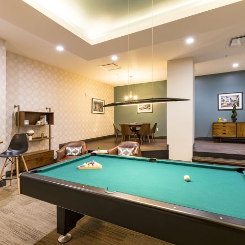 Resident area with pool table in MKT apartments